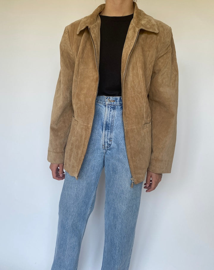 VINTAGE BEIGE SUEDE LEATHER JACKET 3417