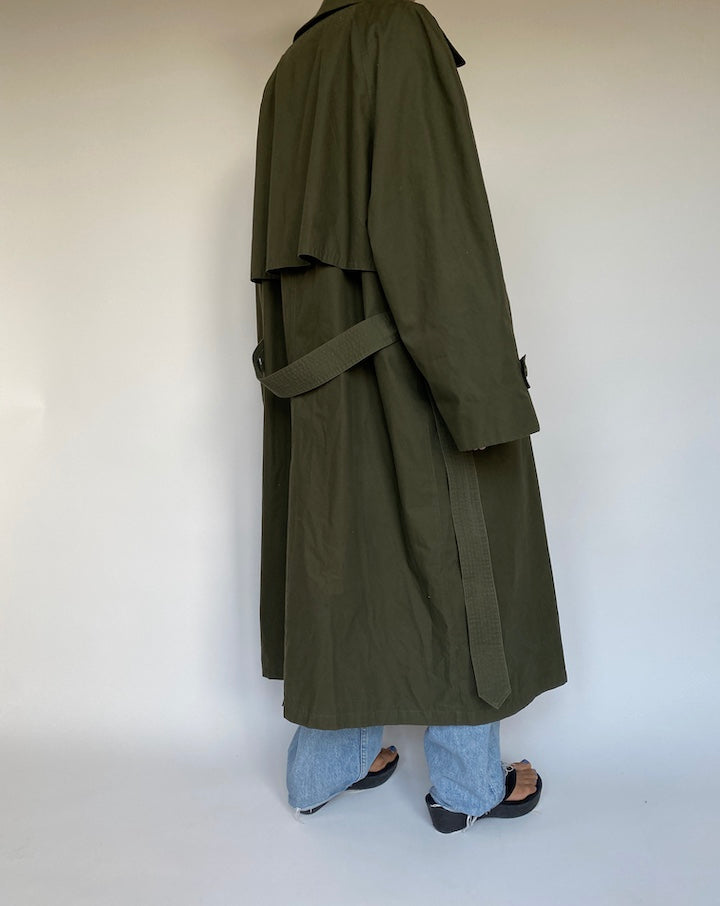 VINTAGE MOSS GREEN OVERSIZED TRENCH COAT 2901