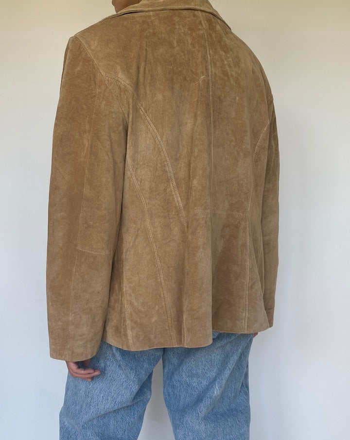 VINTAGE BEIGE SUEDE LEATHER JACKET 3417