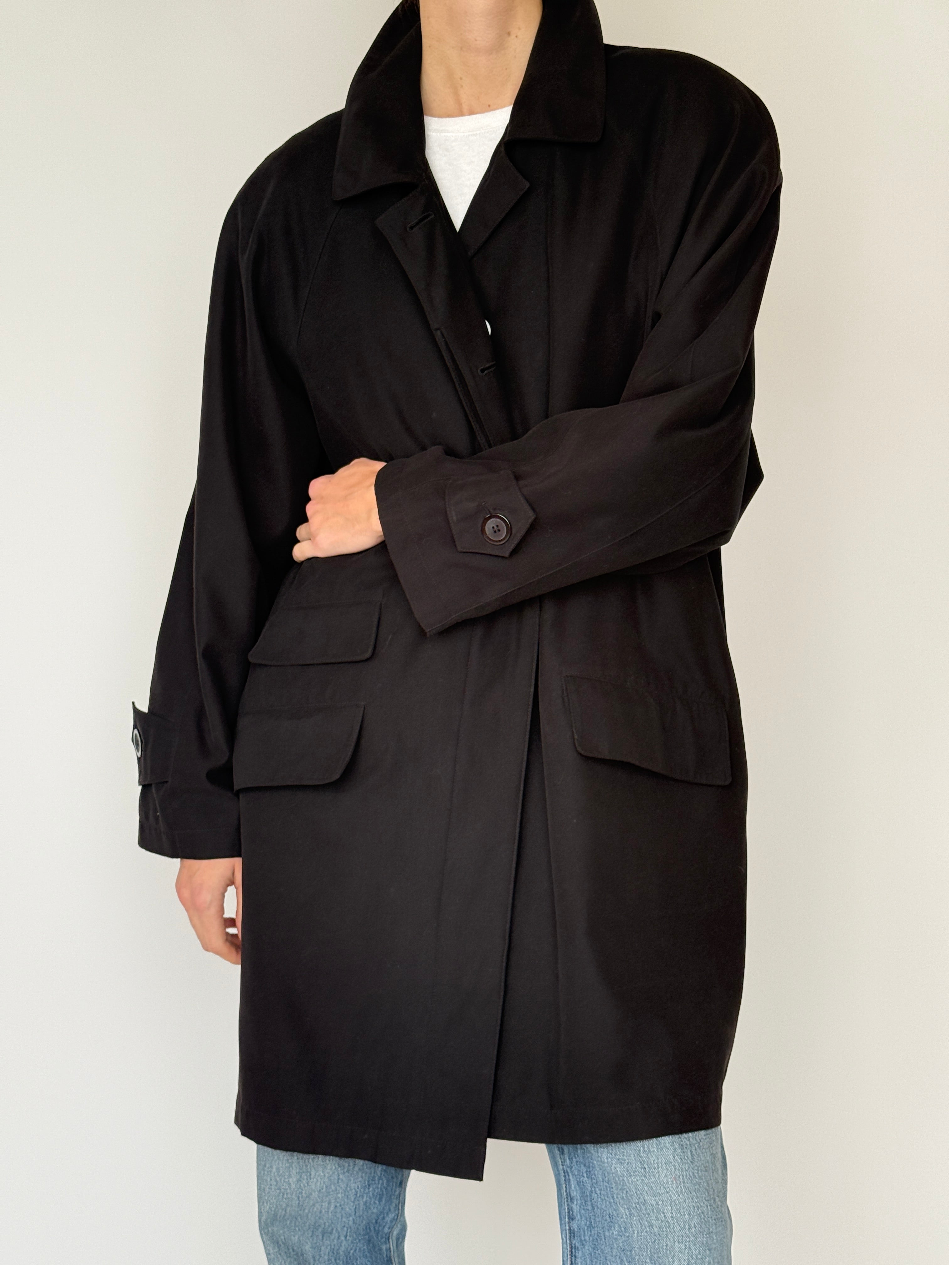 Vintage black oversized coat front view