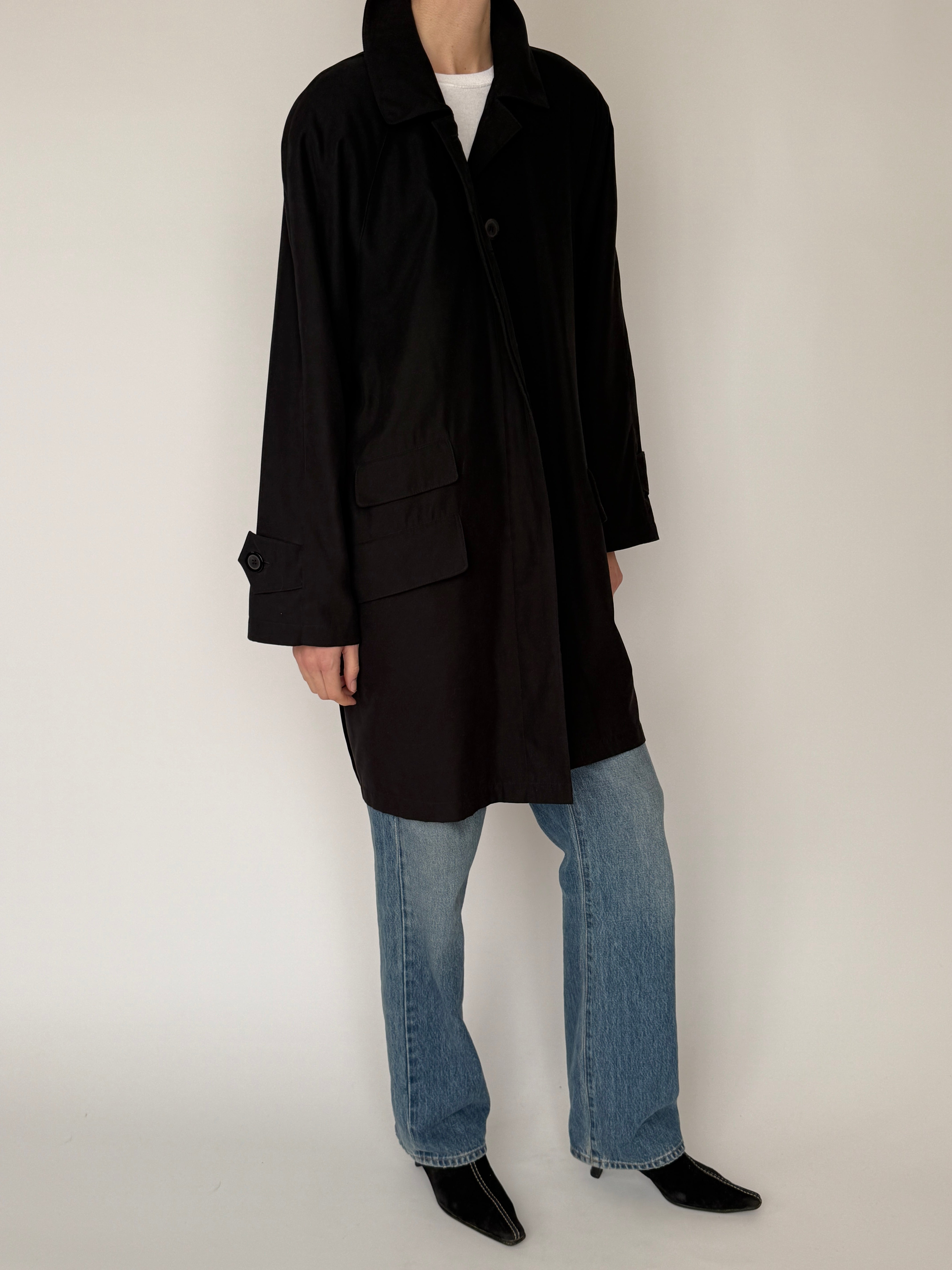 Vintage black oversized coat side view
