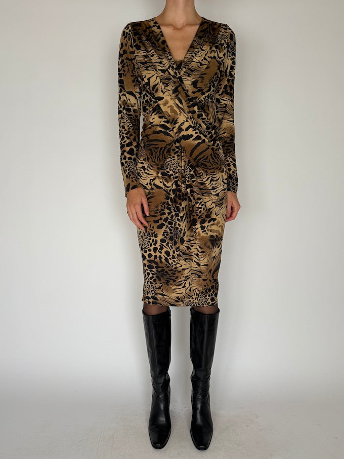 Vintage Animal Print Dress