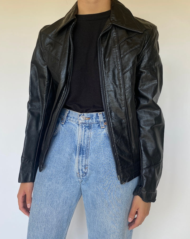 VINTAGE BLACK LEATHER JACKET 3422