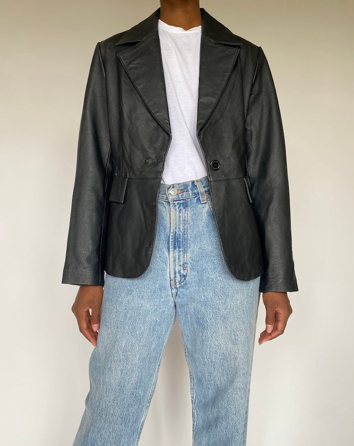 VINTAGE BLACK LEATHER JACKET 3832