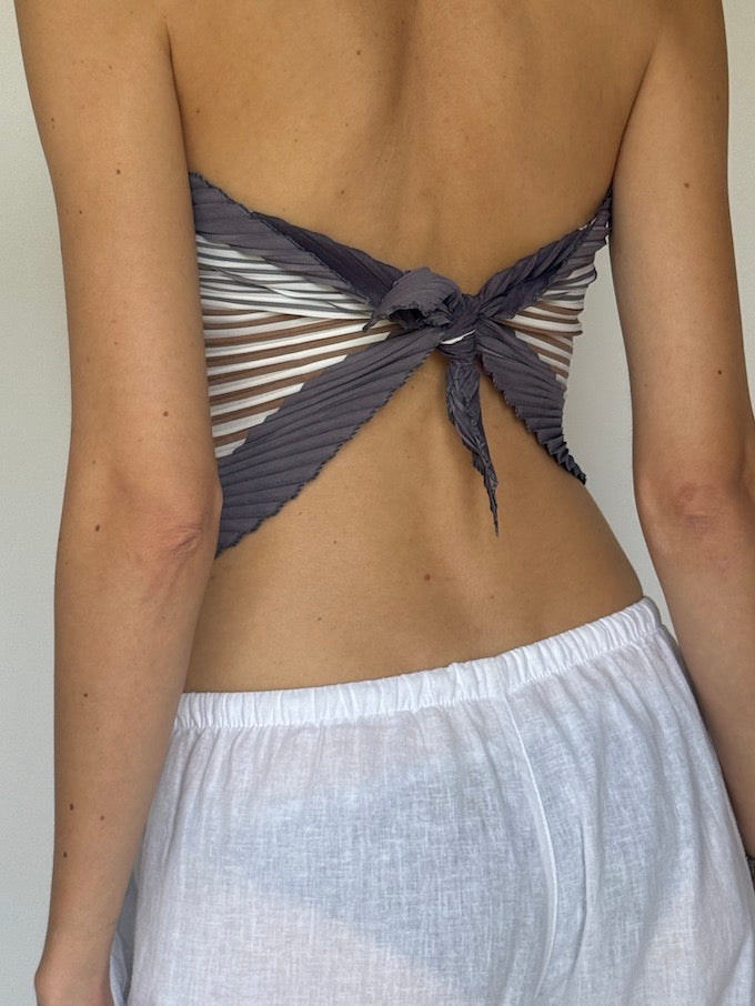 Vintage striped scarf top purple 6285