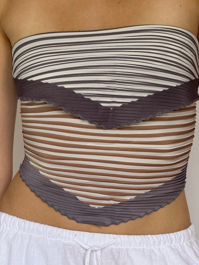 Vintage striped scarf top purple 6285