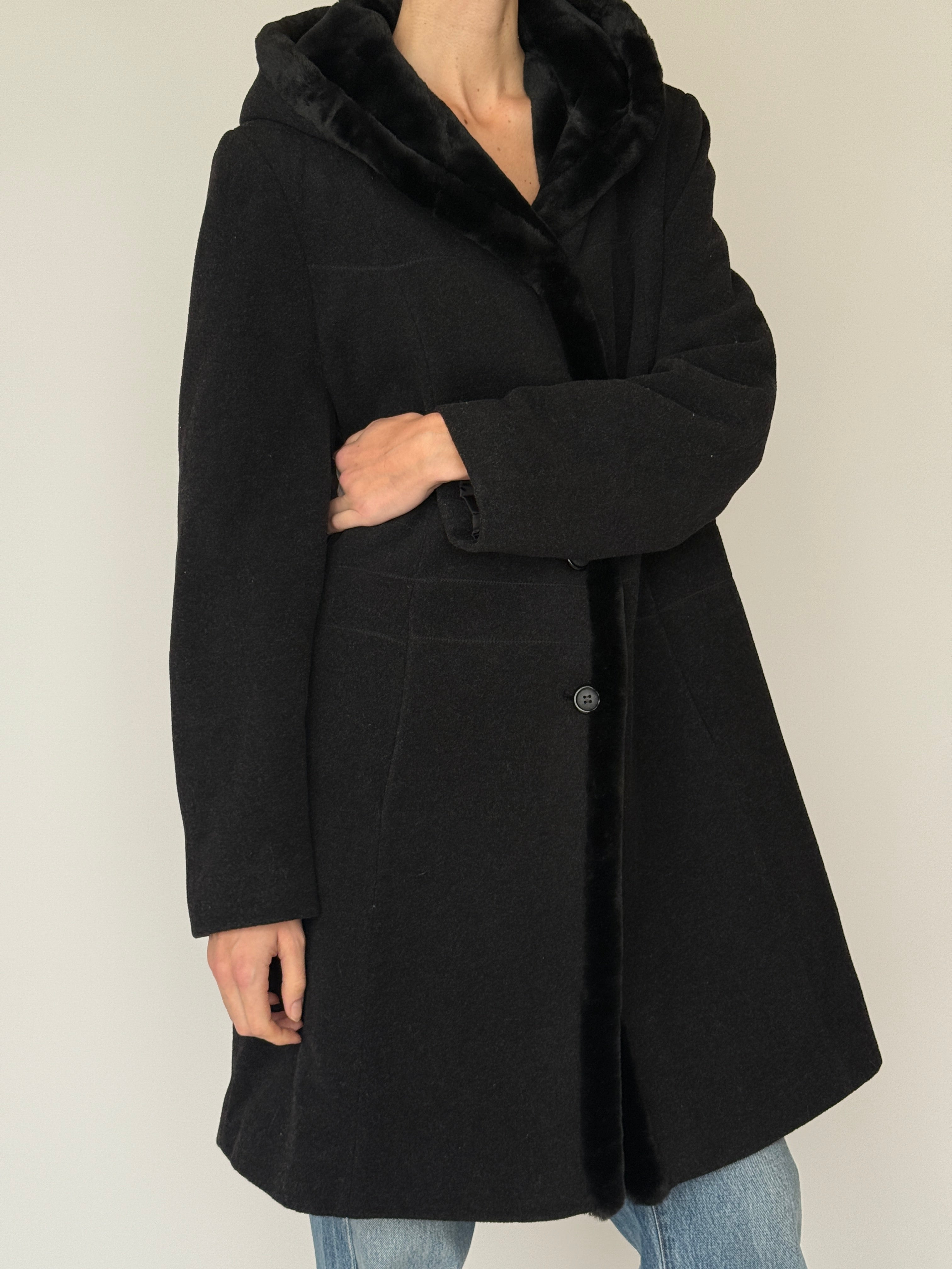Vintage wool coat grey side view