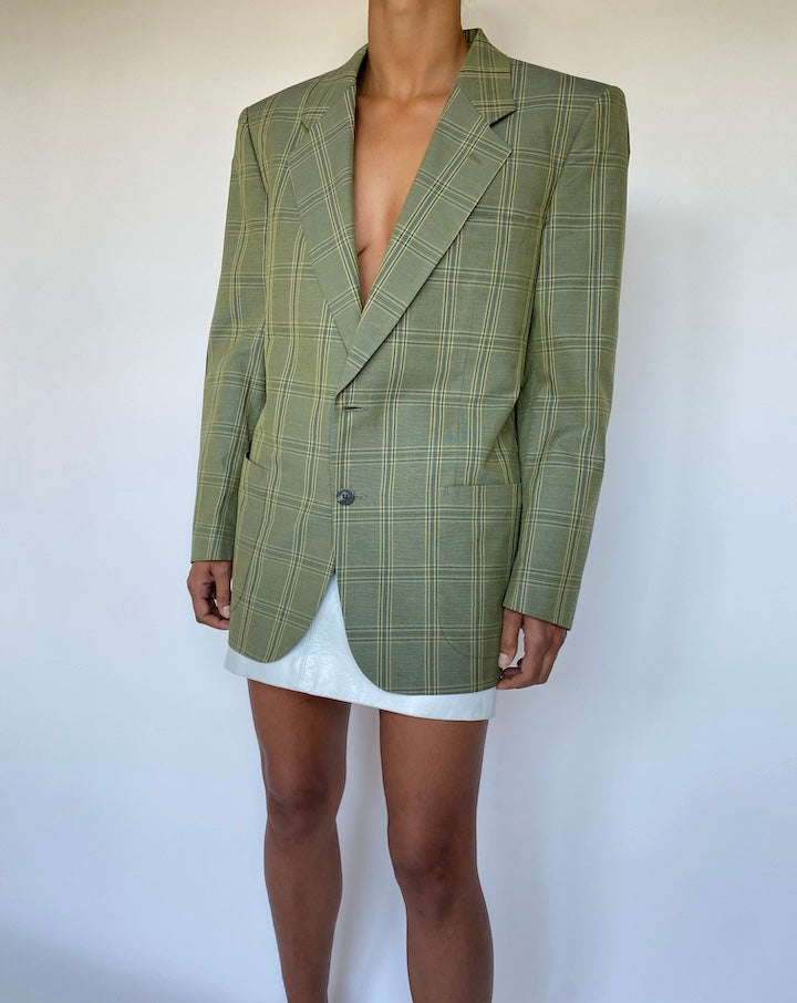 VINTAGE GREEN CHECKED BLAZER 2914