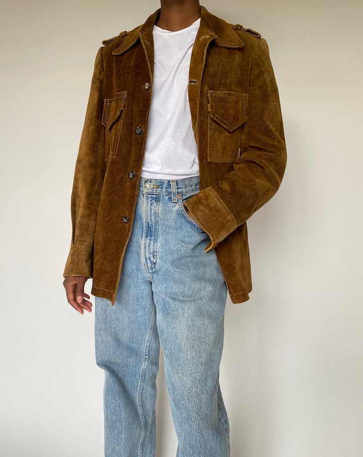 VINTAGE BROWN SUEDE LEATHER JACKET 3839