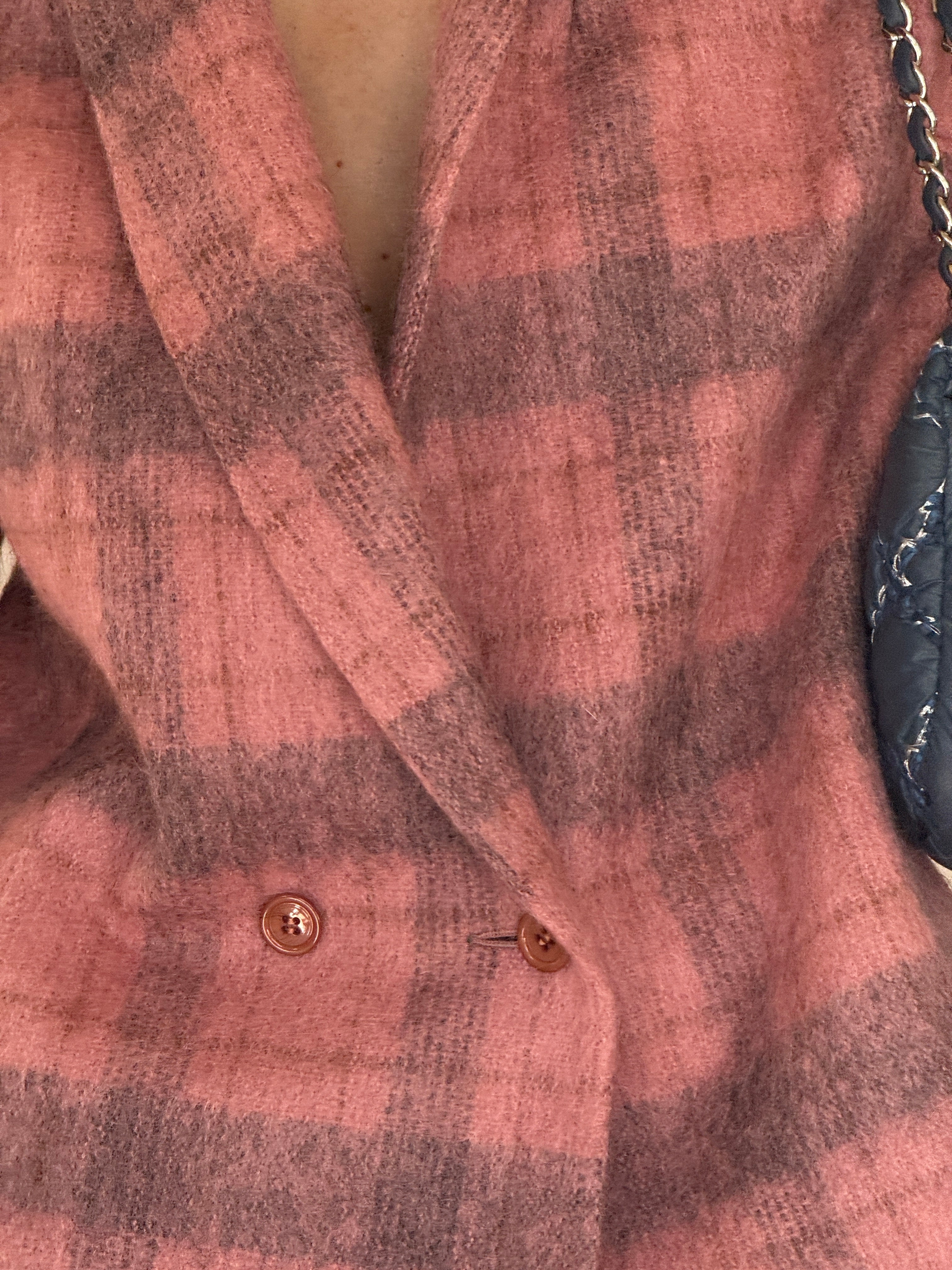 Vintage rose plaid blazer button detail front closure