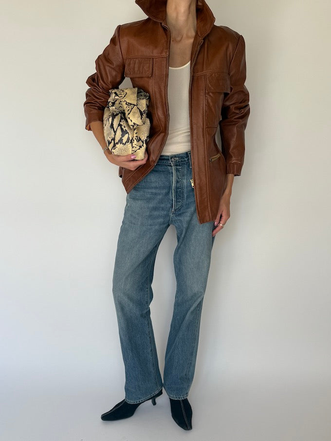 Vintage Leather Jacket Brown 6132