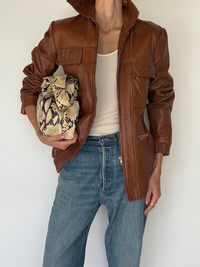 Vintage Leather Jacket Brown 6132