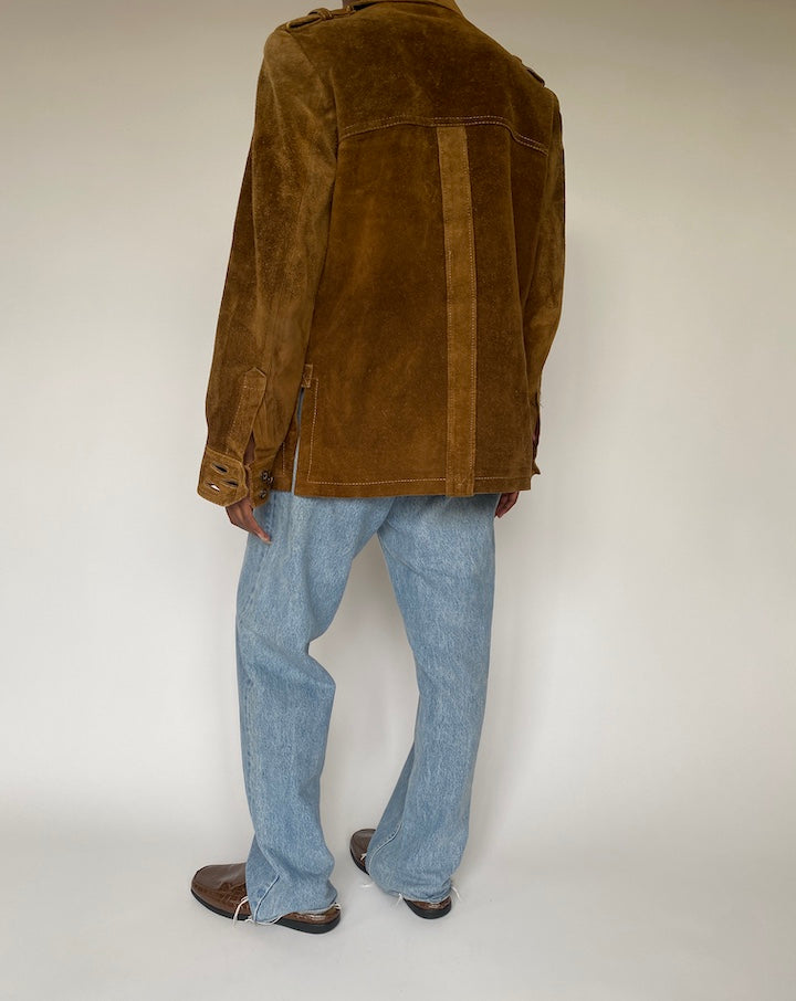 VINTAGE BROWN SUEDE LEATHER JACKET 3839