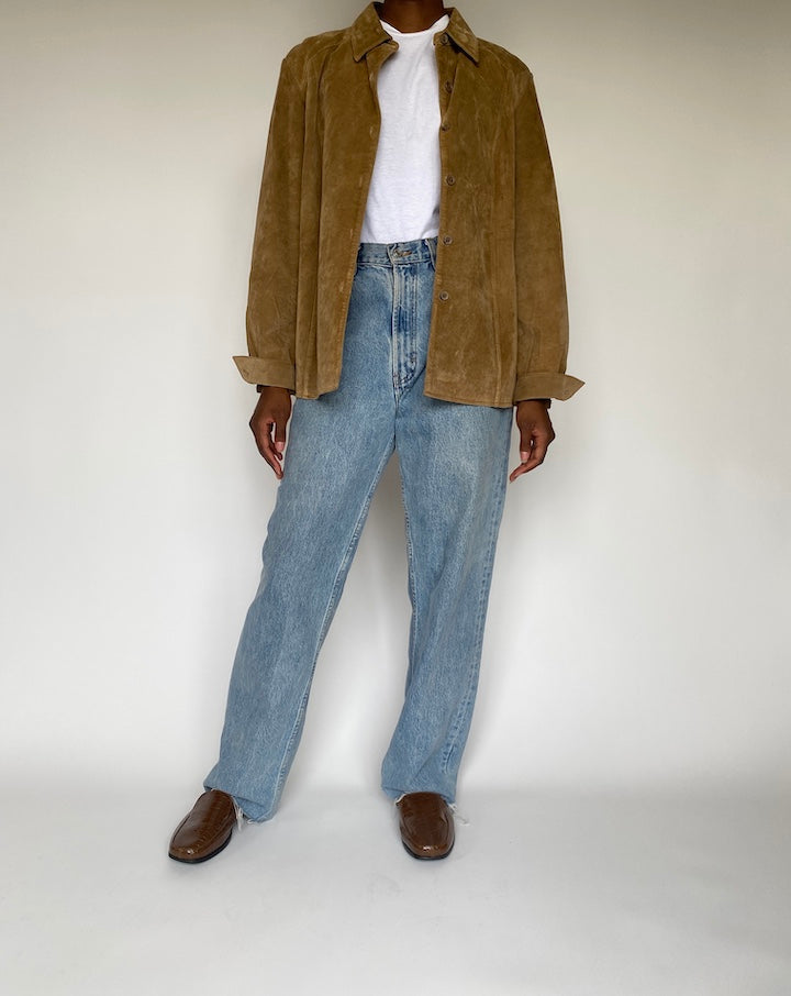 VINTAGE BEIGE SUEDE LEATHER JACKET 3840