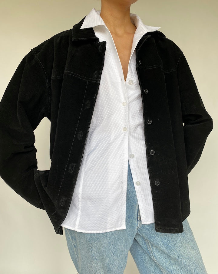 VINTAGE BLACK SUEDE JACKET 662
