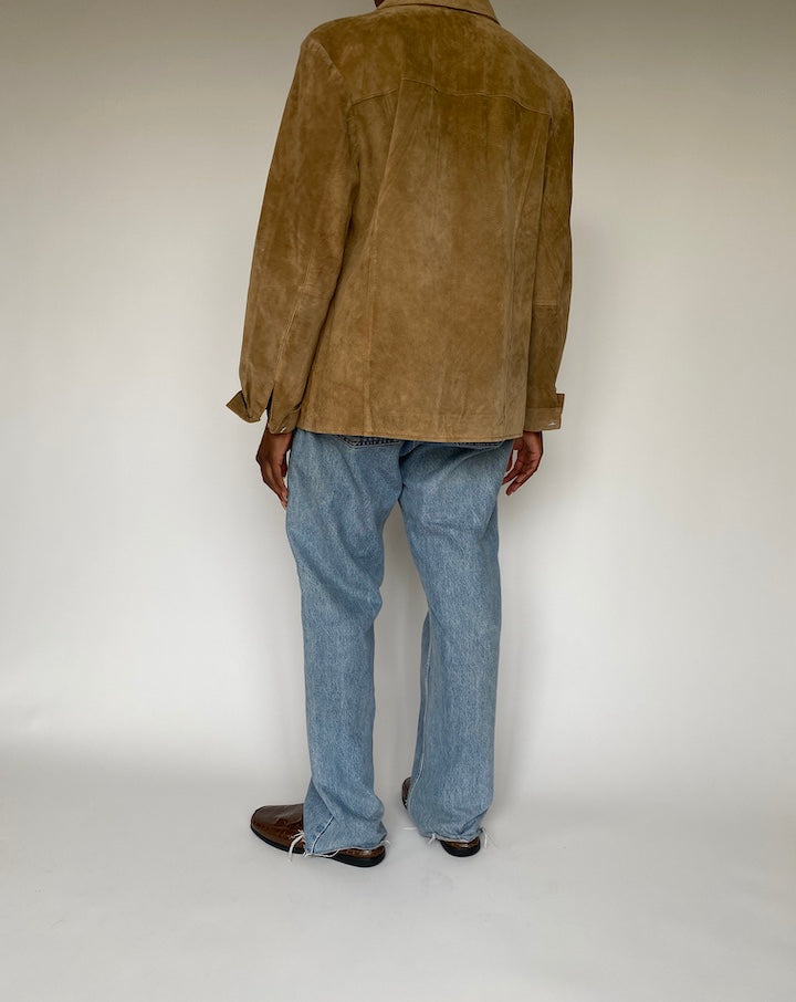 VINTAGE BEIGE SUEDE LEATHER JACKET 3840