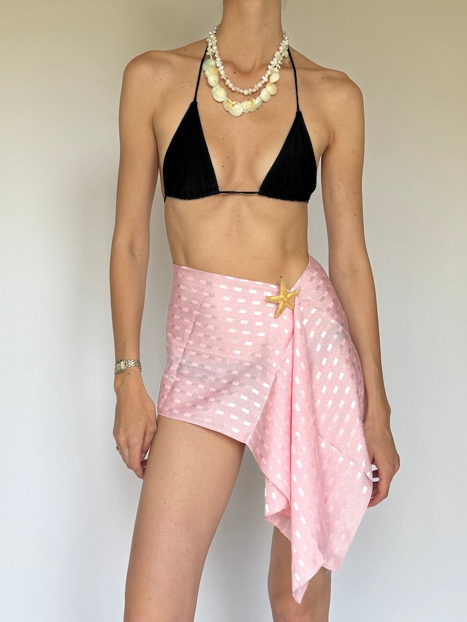 Vintage Mini Sarong with a square pattern pink 6289