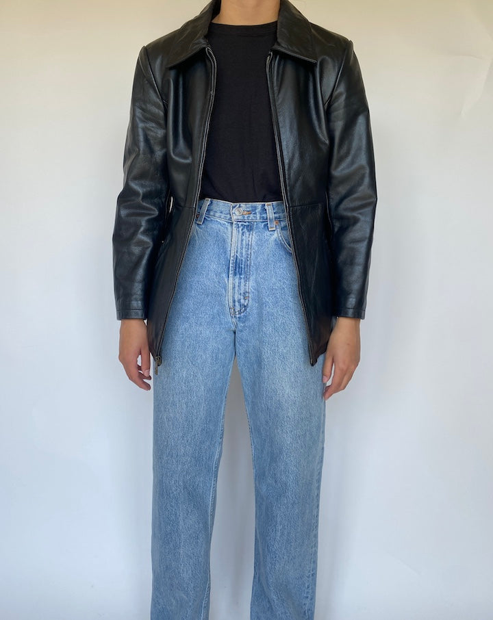 VINTAGE BLACK LEATHER JACKET 3438