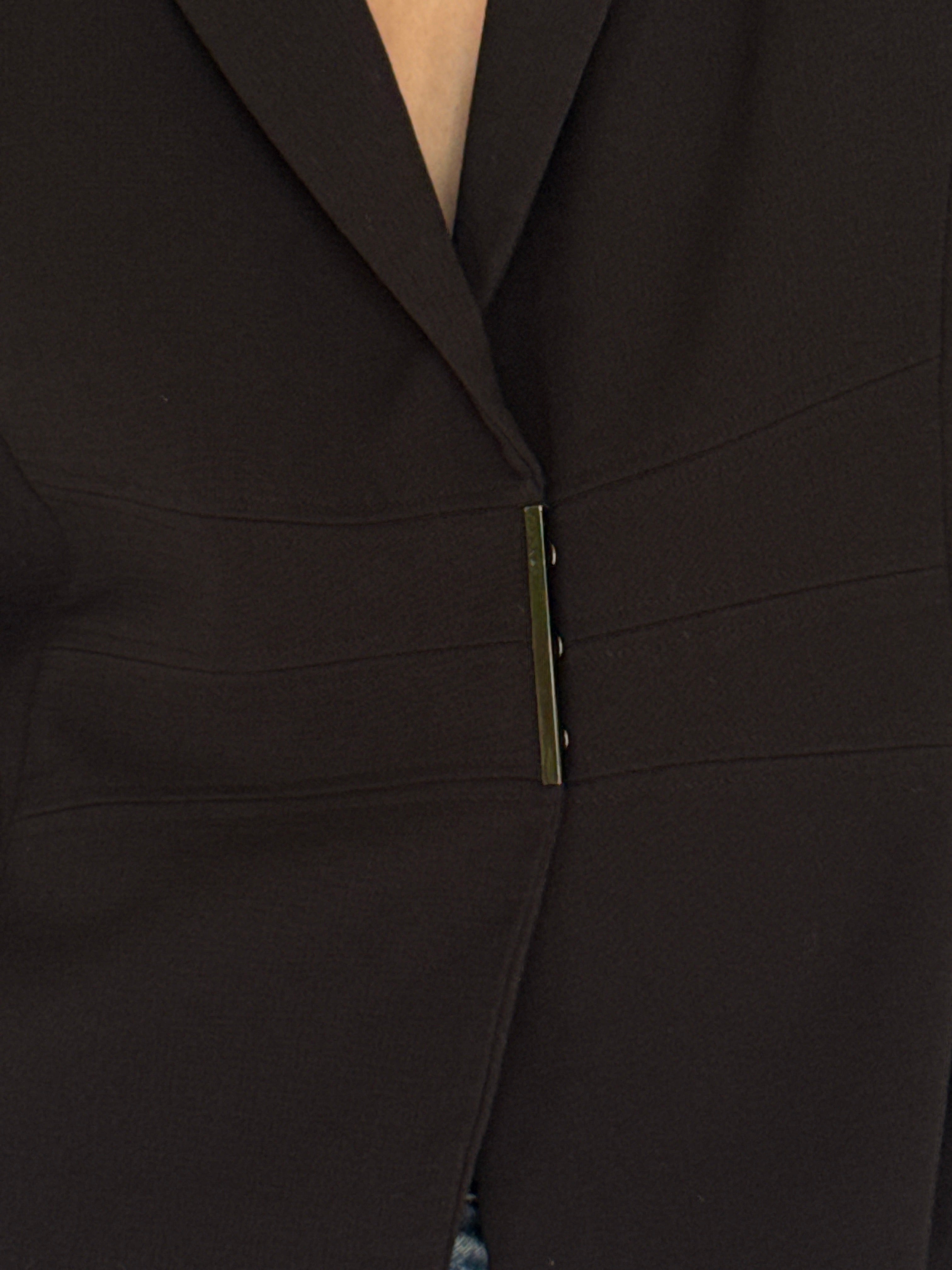 Vintage Calvin Klein blazer black fabric and seam detailing close-up