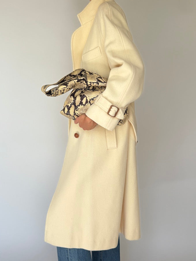 Vintage Slight Oversized Wool Coat Cream 6146