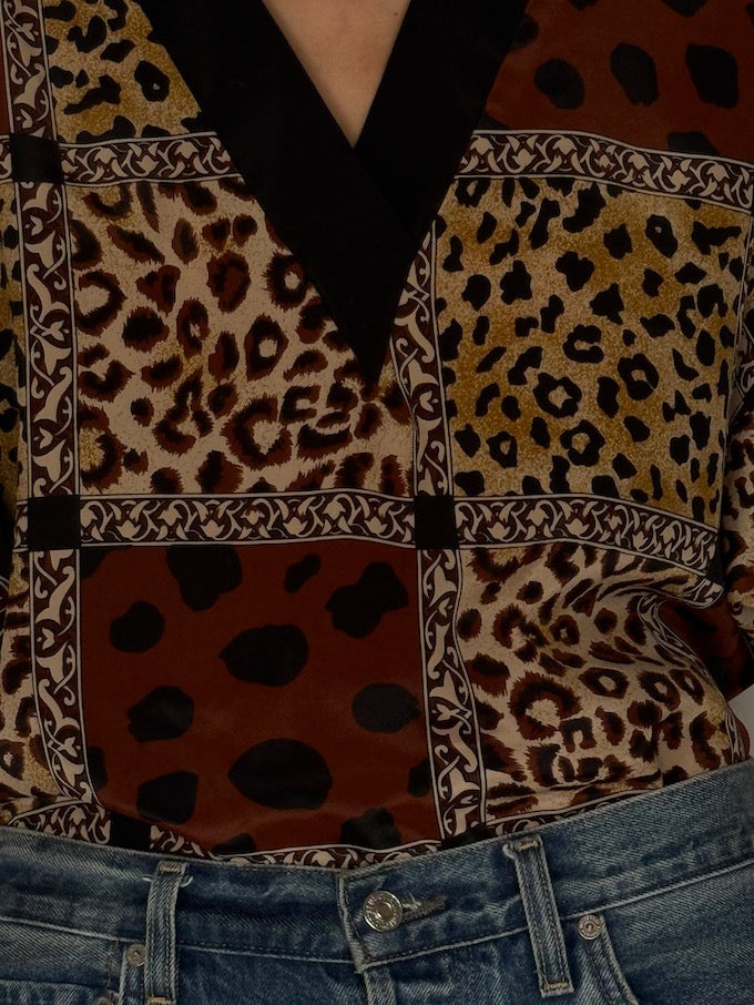 Vintage animal print patchwork tunic dress 6258