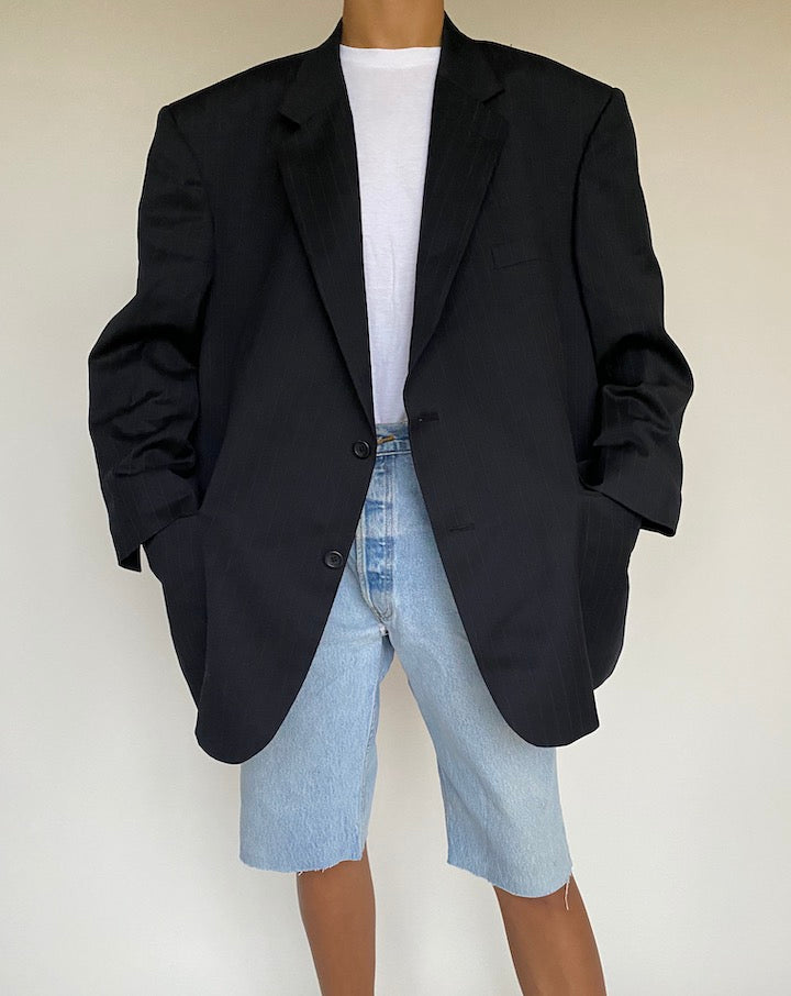 VINTAGE OVERSIZED STRIPED NAVY BLAZER 1005