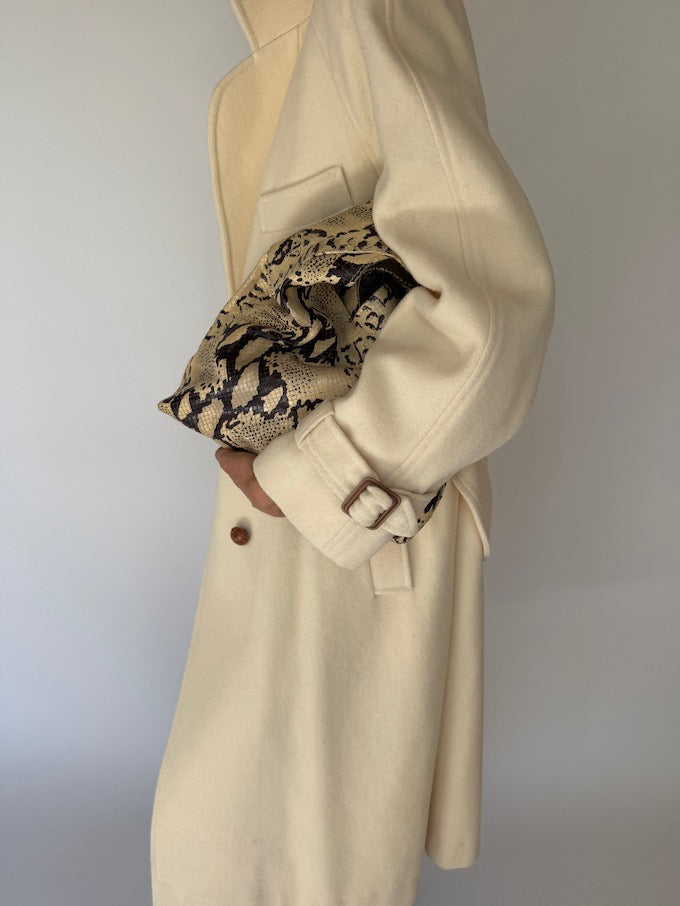 Vintage Slight Oversized Wool Coat Cream 6146
