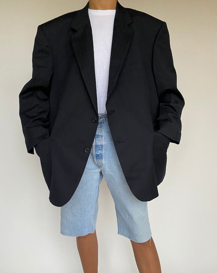VINTAGE OVERSIZED STRIPED NAVY BLAZER 1005