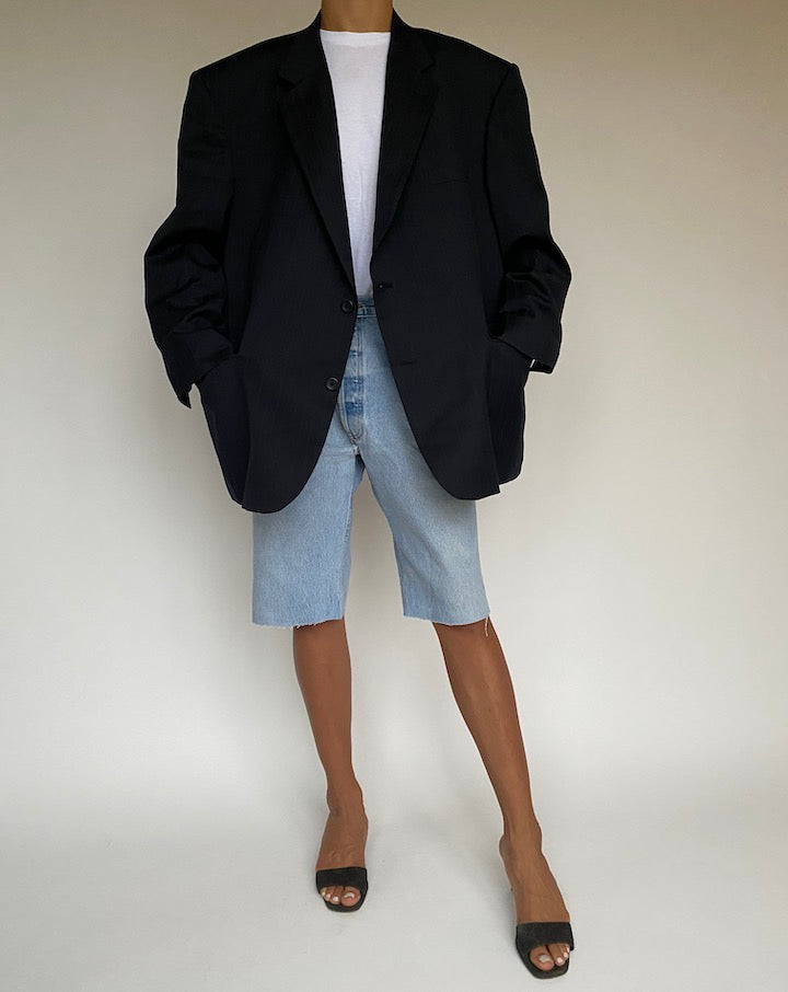 VINTAGE OVERSIZED STRIPED NAVY BLAZER 1005