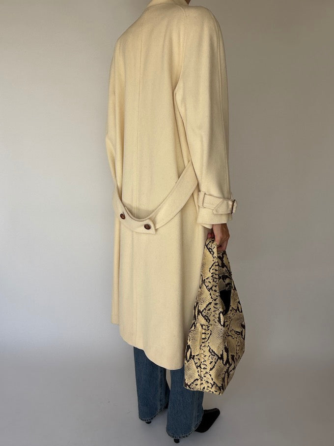 Vintage Slight Oversized Wool Coat Cream 6146