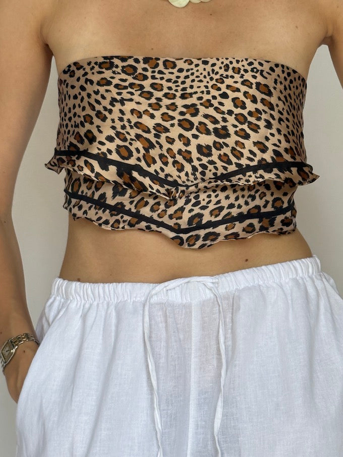 Vintage scarf top in animal print 6294