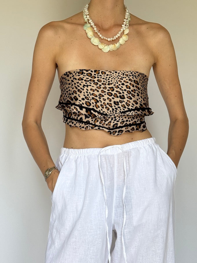 Vintage scarf top in animal print 6294