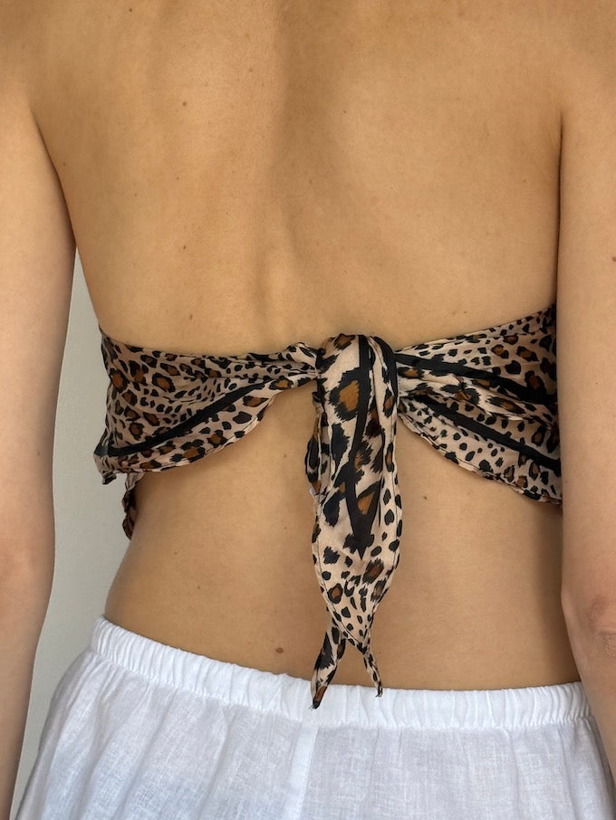 Vintage scarf top in animal print 6294