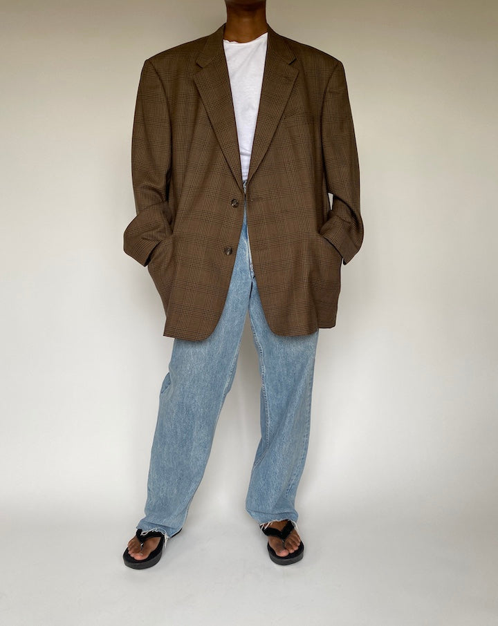 VINTAGE BROWN HOUNDSTOOTH BLAZER 3853