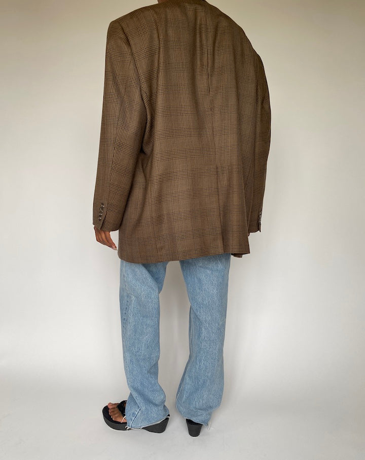 VINTAGE BROWN HOUNDSTOOTH BLAZER 3853