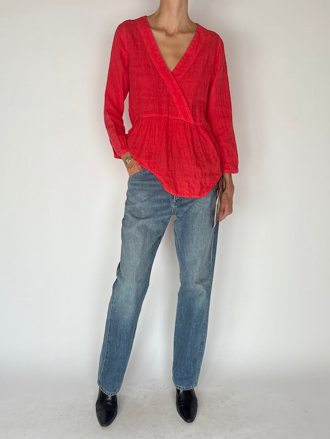 Vintage Linen Top Coral 6372