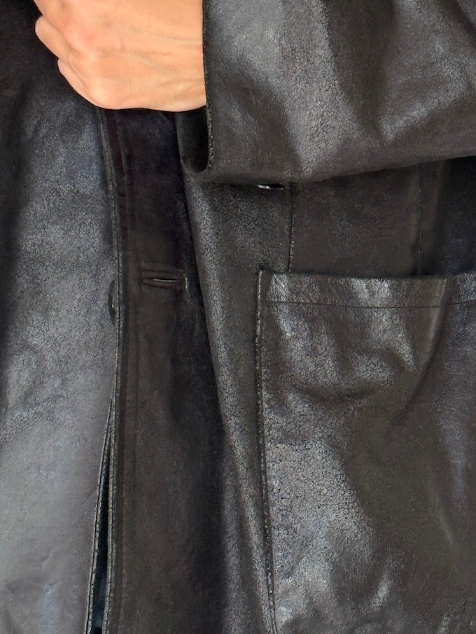 Vintage distressed leather jacket black 6342