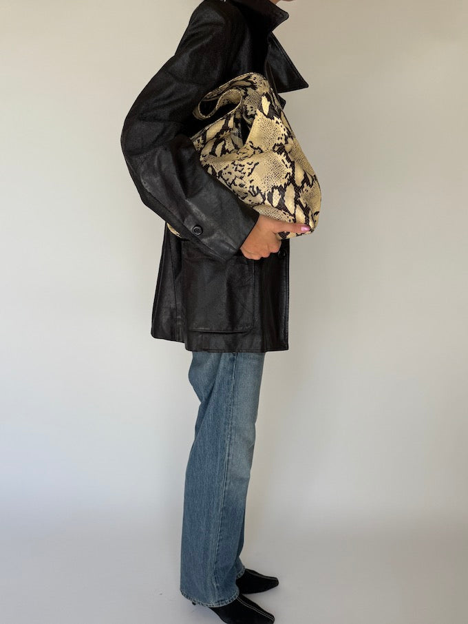 Vintage distressed leather jacket black 6342