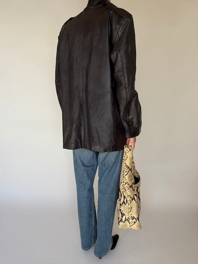 Vintage distressed leather jacket black 6342