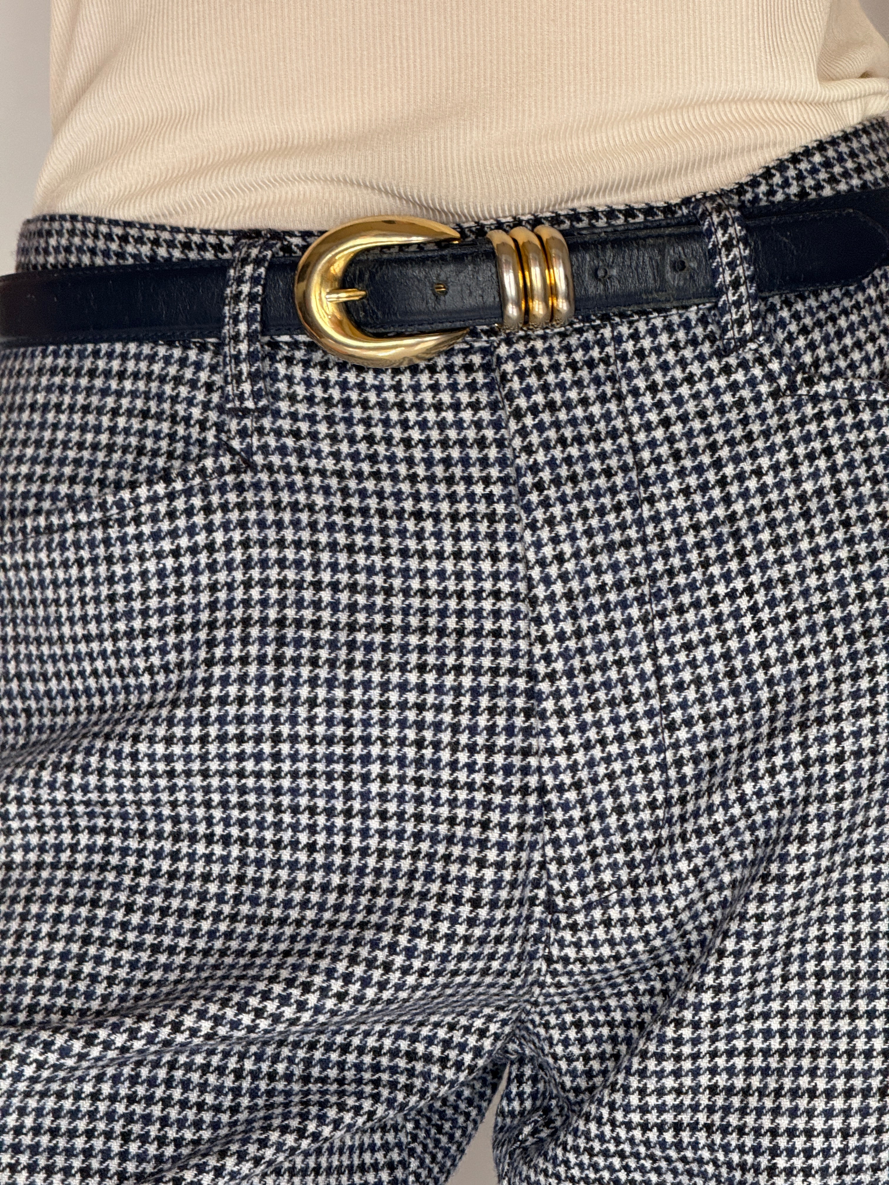 Vintage Houndstooth Trousers in Navy, Black & White