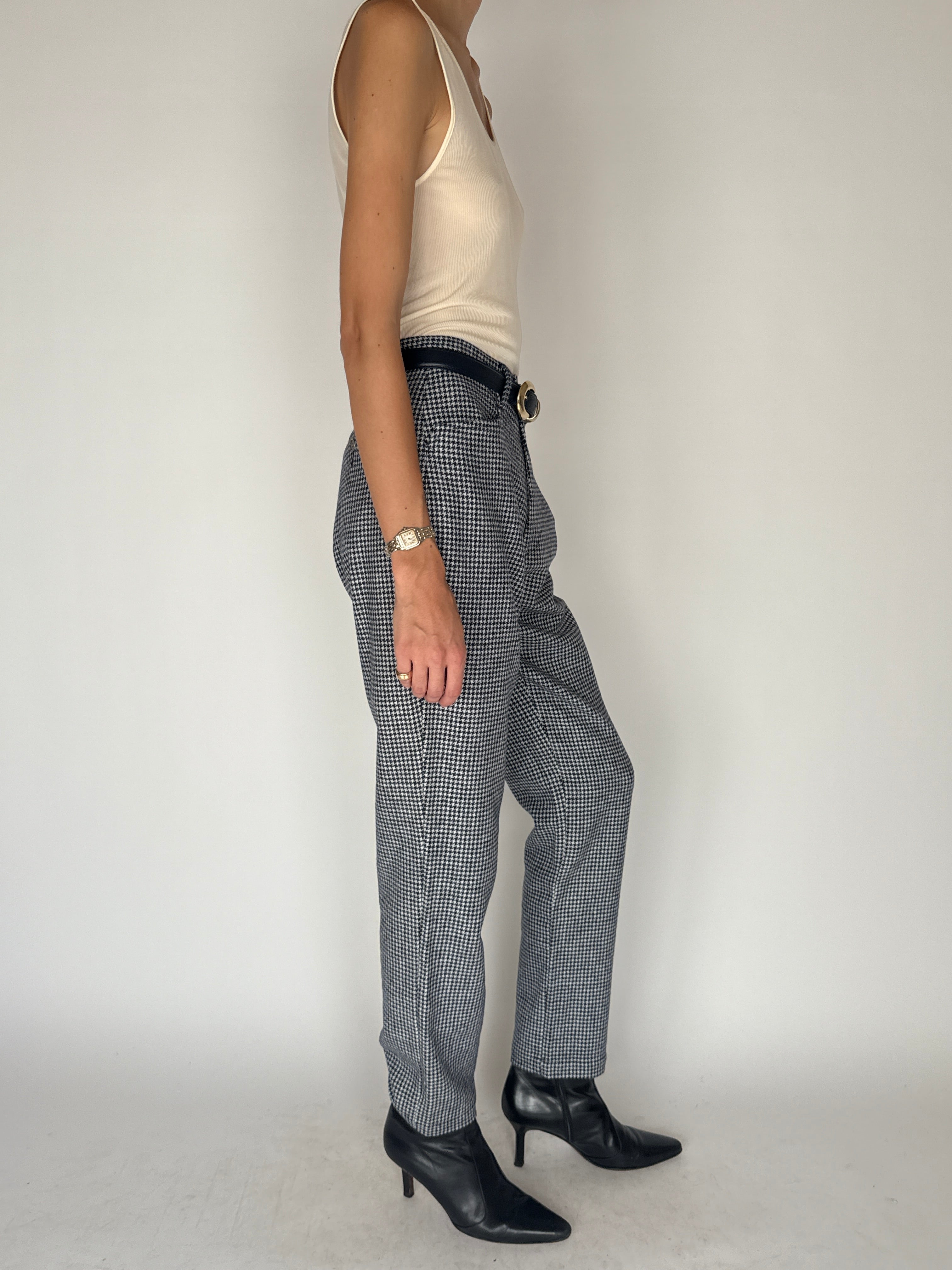 Vintage Houndstooth Trousers in Navy, Black & White