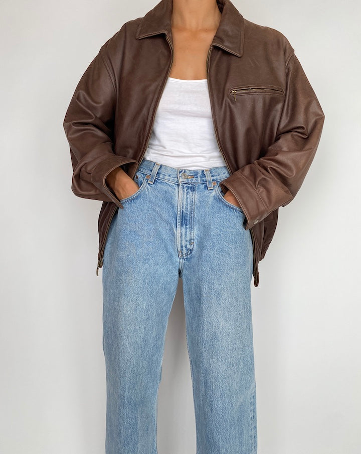 VINTAGE BROWN LEATHER JACKET 2931