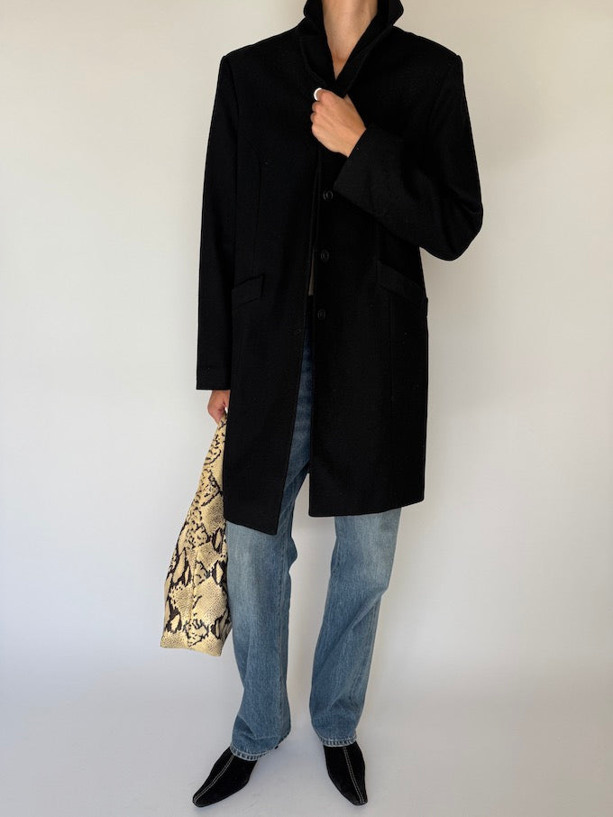Vintage Wool-Blended Coat In Black 5712