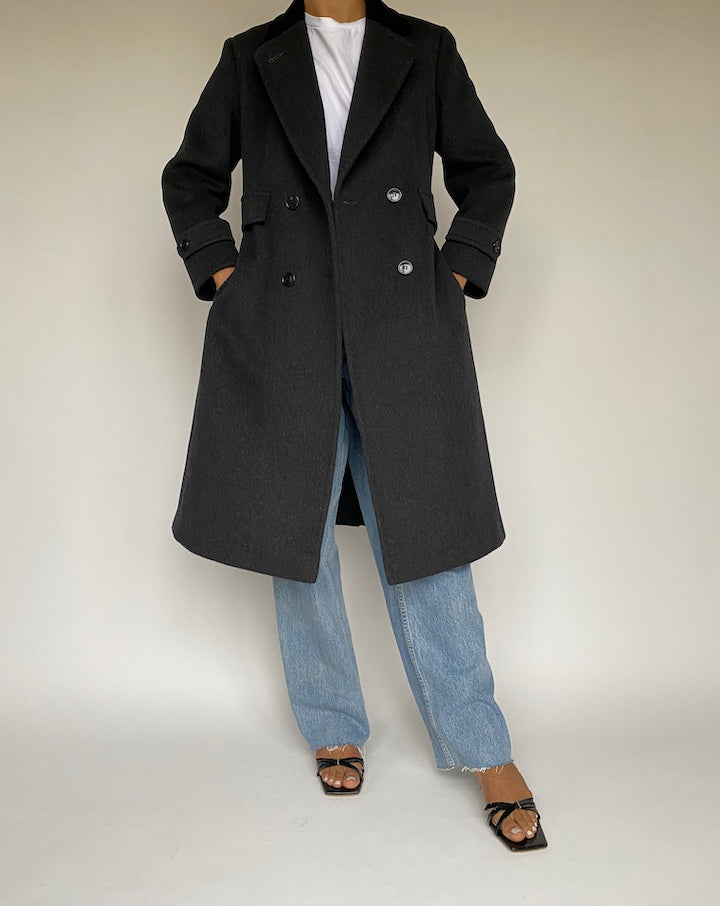 VINTAGE GREY WOOL AND CASHMERE COAT 1018