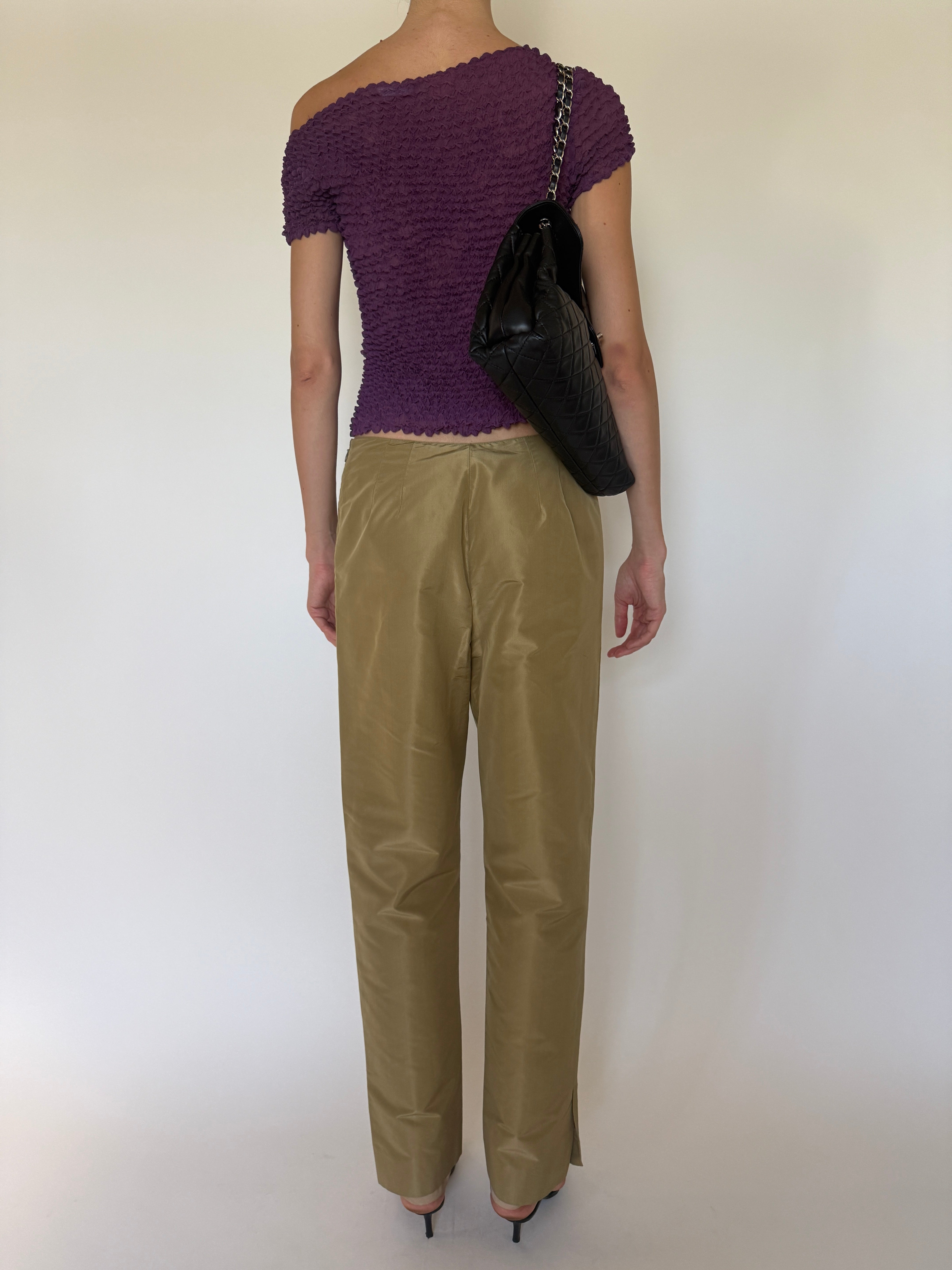 Vintage purple textured stretch top back view