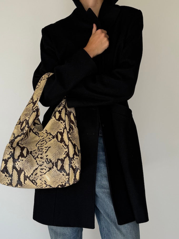 Vintage Wool-Blended Coat In Black 5712