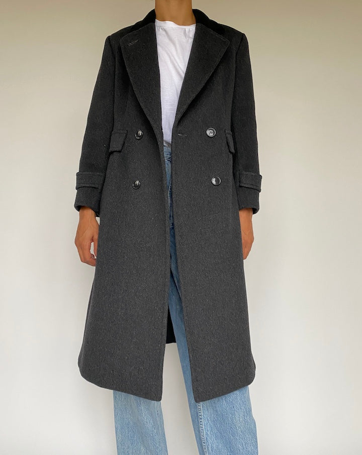 VINTAGE GREY WOOL AND CASHMERE COAT 1018