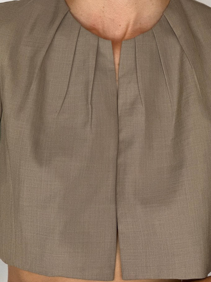 Vintage Calvin Klein Taupe Cropped Blazer Top