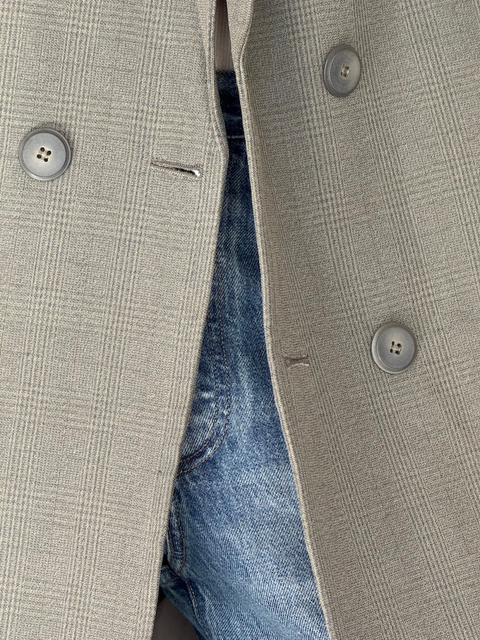 Vintage Grey Long Patterned Coat 5744