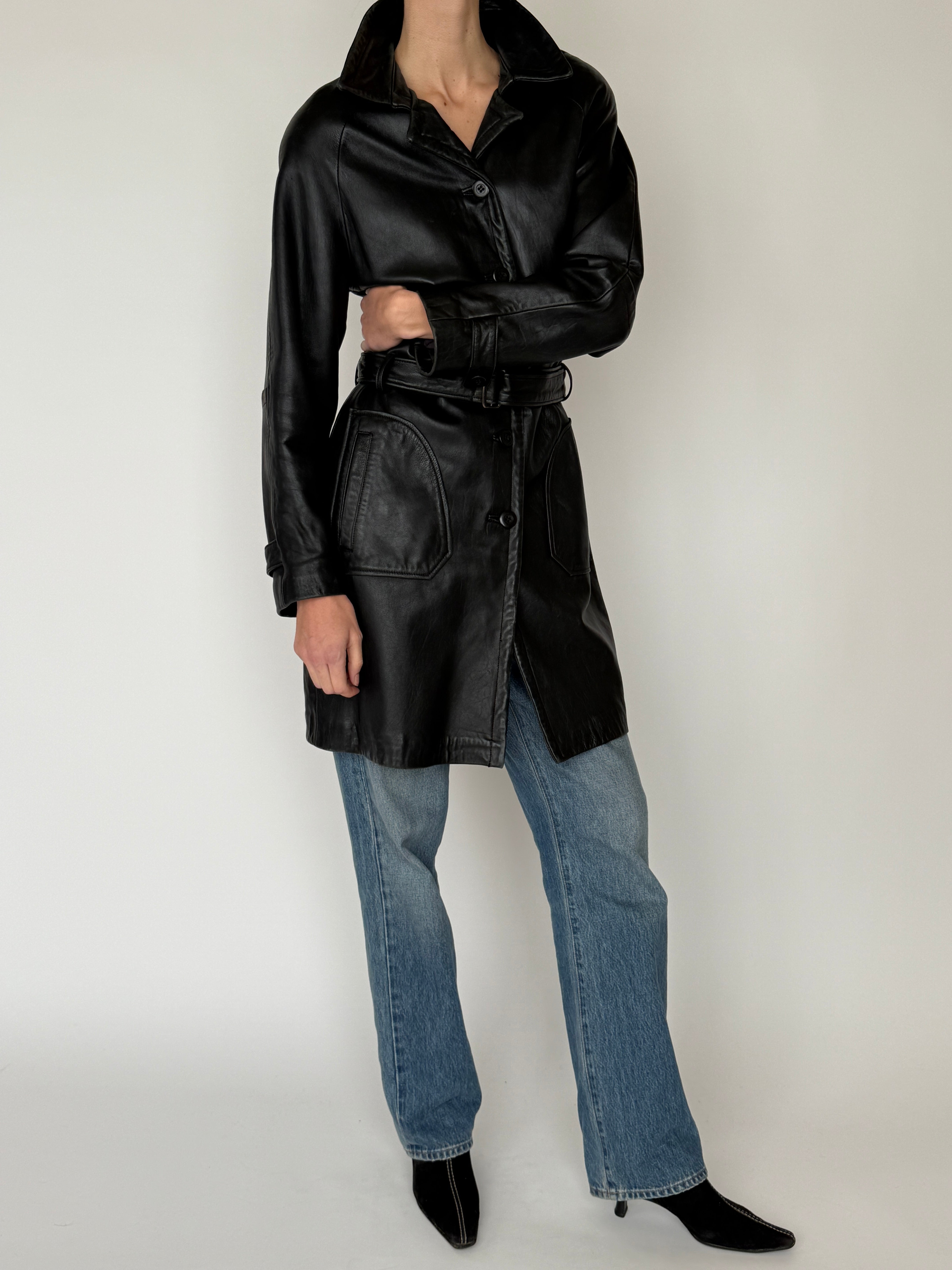vintage leather trench
